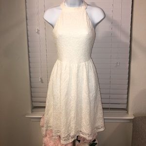 Ivory Skater Halter Zip-Up Dress, Sz M, Never Worn